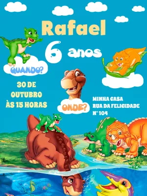 Convite Aniversário Dinossauros do Vale Encantado para Editar