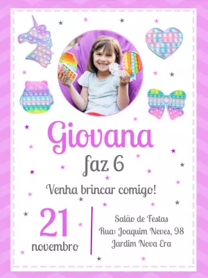 Convite Aniversário Fidget Toys com Foto para Editar Online