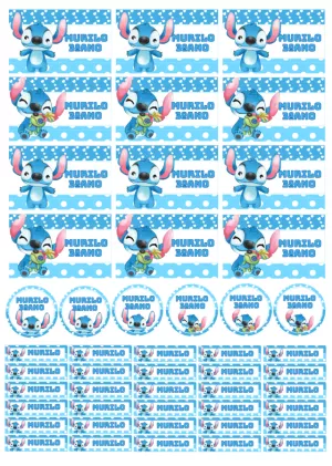 Kit Etiqueta Escolar Stitch para Editar e Imprimir