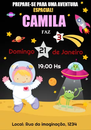 Invito di compleanno Astronauta – Statico – Convites Personalizados