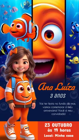 Convite de Aniversário Procurando Nemo para Editar Online