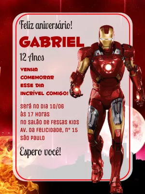 Convite de Aniversário Homem de Ferro para Editar Online