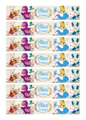 Rótulo Alice no País das Maravilhas para Garrafa para Editar