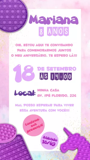 Convite de Aniversário Fidget Toys Pop It para Editar Online