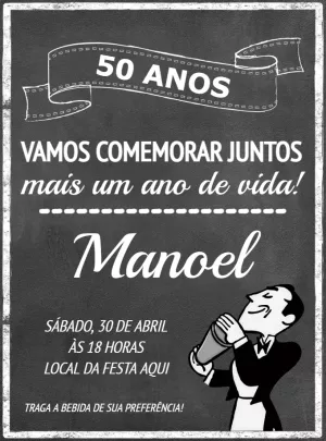 Convite Aniversário Boteco Chalkboard para Editar Online