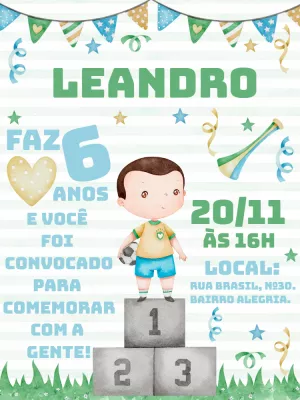 Soccer Birthday Invitation – Static – Gley Leobas