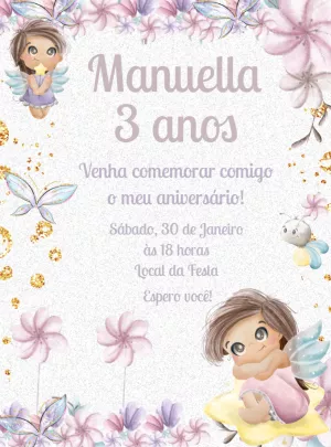 Convite Aniversário Jardim das Fadas Editável Online