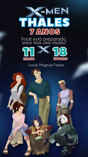 Convite de Aniversário X-Men com Heróis Mutantes para Editar