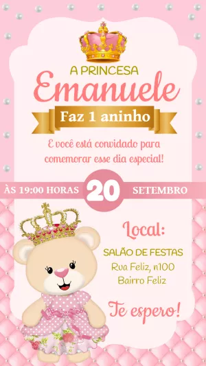 Invitación de cumpleaños Princesas – Estático – Seu Convite Personalizado