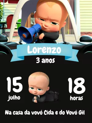 Convite de Aniversário Poderoso Chefinho para Editar Online