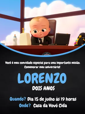 Convite Aniversário Poderoso Chefinho para Editar Online