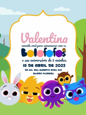 Convite de Aniversário Bolofofos para Editar Online
