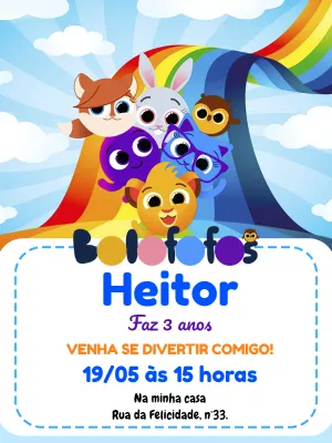 Invitación de cumpleaños Bolofofos – Estático – Pedro Henrique