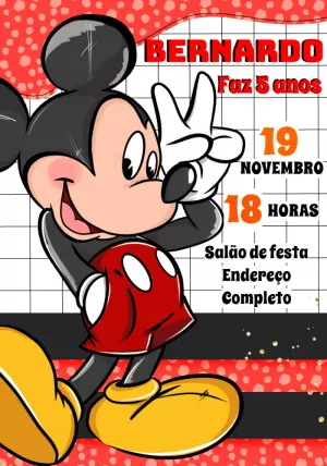 Convite de Aniversário Mickey Mouse para Editar Online