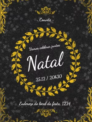 Convite de Natal Elegante Dourado para Editar Online