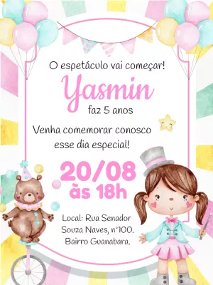 Invitation d'anniversaire Cirque – Statique – Gley Leobas