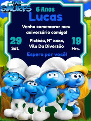 Convite Aniversário dos Smurfs para Editar Online
