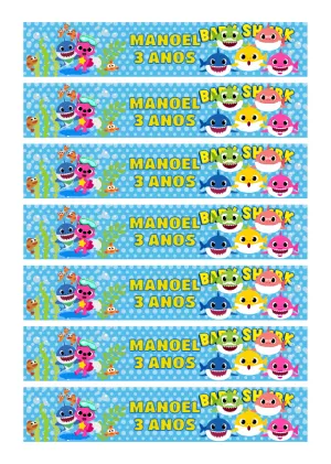 Rótulo de Garrafa Aniversário Baby Shark para Editar Online