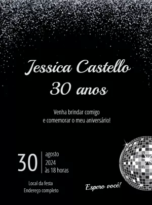 Convite de Aniversário Balada com Glitter para Editar Online
