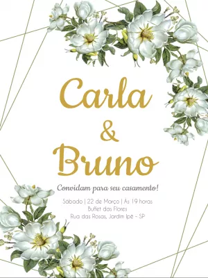 Convite de Casamento Floral Geométrico para Editar Online