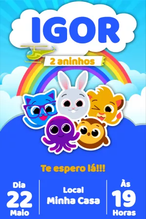 Convite de Aniversário Bolofofos com Personagens para Editar Online