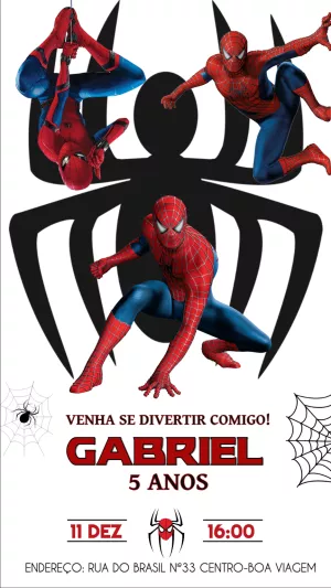 Convite Aniversário Homem Aranha com 3 Heróis para Editar