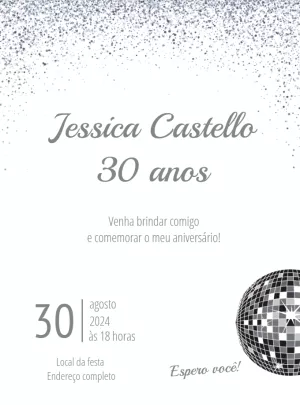 Convite de Aniversário Balada com Glitter para Editar Online