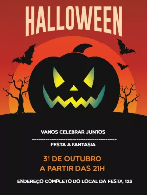 Convite de Halloween Assustador com Abóbora para Editar Online