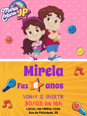 Convite de Aniversário Maria Clara e JP Editável Online