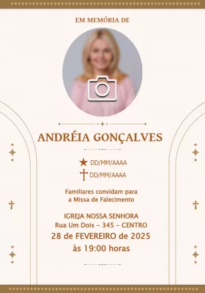 Convite Missa de Falecimento com Foto para Editar Online