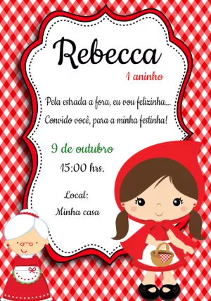 Convite Aniversário Chapeuzinho Vermelho para Editar Online