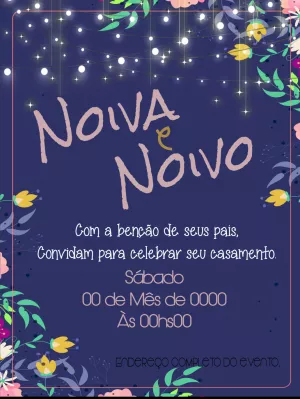 Convite de Casamento Floral com Luzes para Editar Online