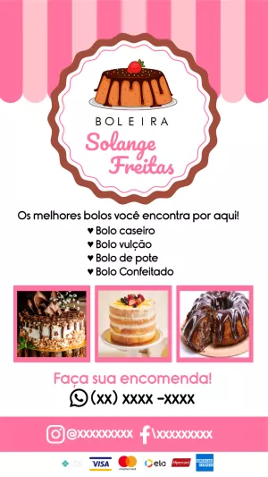Flyer Editável para Boleira e Confeitaria para Divulgar Online