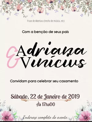 Convite de Casamento Floral Romântico para Editar Online