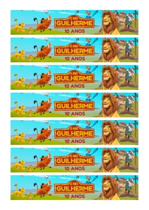 Rótulo Editável O Rei Leão para Garrafa de Aniversário Infantil