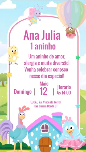 Galinha Pintadinha Birthday Invitation – Static – Laiane