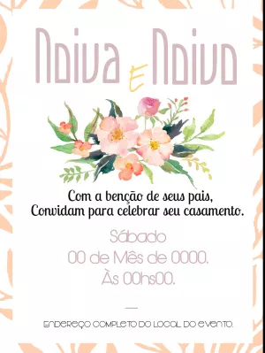 Convite de Casamento Floral com Aquarela para Editar Online