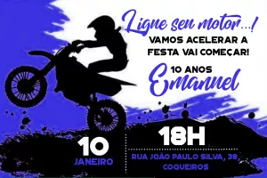 Convite de Aniversário Motocross Radical para Editar Online