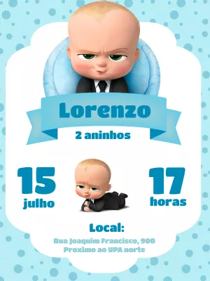 Convite de Aniversário Poderoso Chefinho com Atitude para Editar