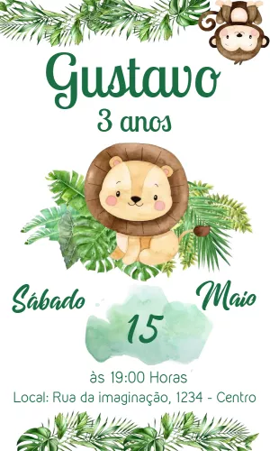 Safari Birthday Invitation – Static – Convites Personalizados