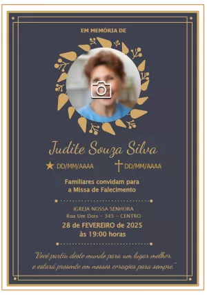 Convite Missa de Falecimento com Foto para Editar Online