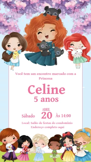 Invitación de cumpleaños Princesas – Estático – Laiane