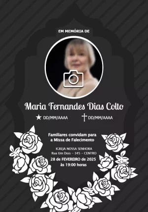 Convite Missa de Falecimento com Foto para Editar Online