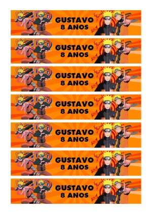 Rótulo para Garrafa Naruto Editável para Festa de Aniversário