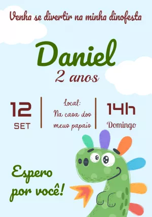 Invitación de cumpleaños Dinosaurio – Estático – Baby Convites