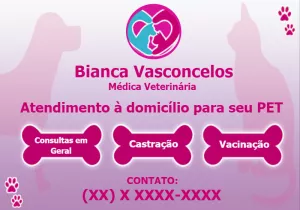 Cartão de Visita Veterinária Atendimento a Domicílio para Editar