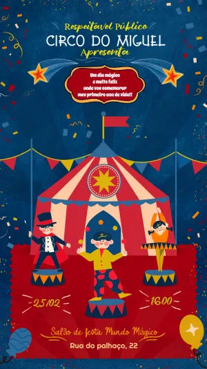 Invitation d'anniversaire Cirque – Statique – Ariane