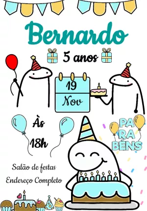 Convite de Aniversário Flork Divertido para Editar Online
