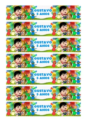 Rótulo Bento e Totó para Garrafa de Aniversário para Editar