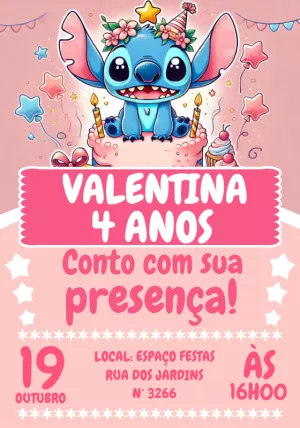 Invitación de cumpleaños Stitch – Estático – Crazyume Designer